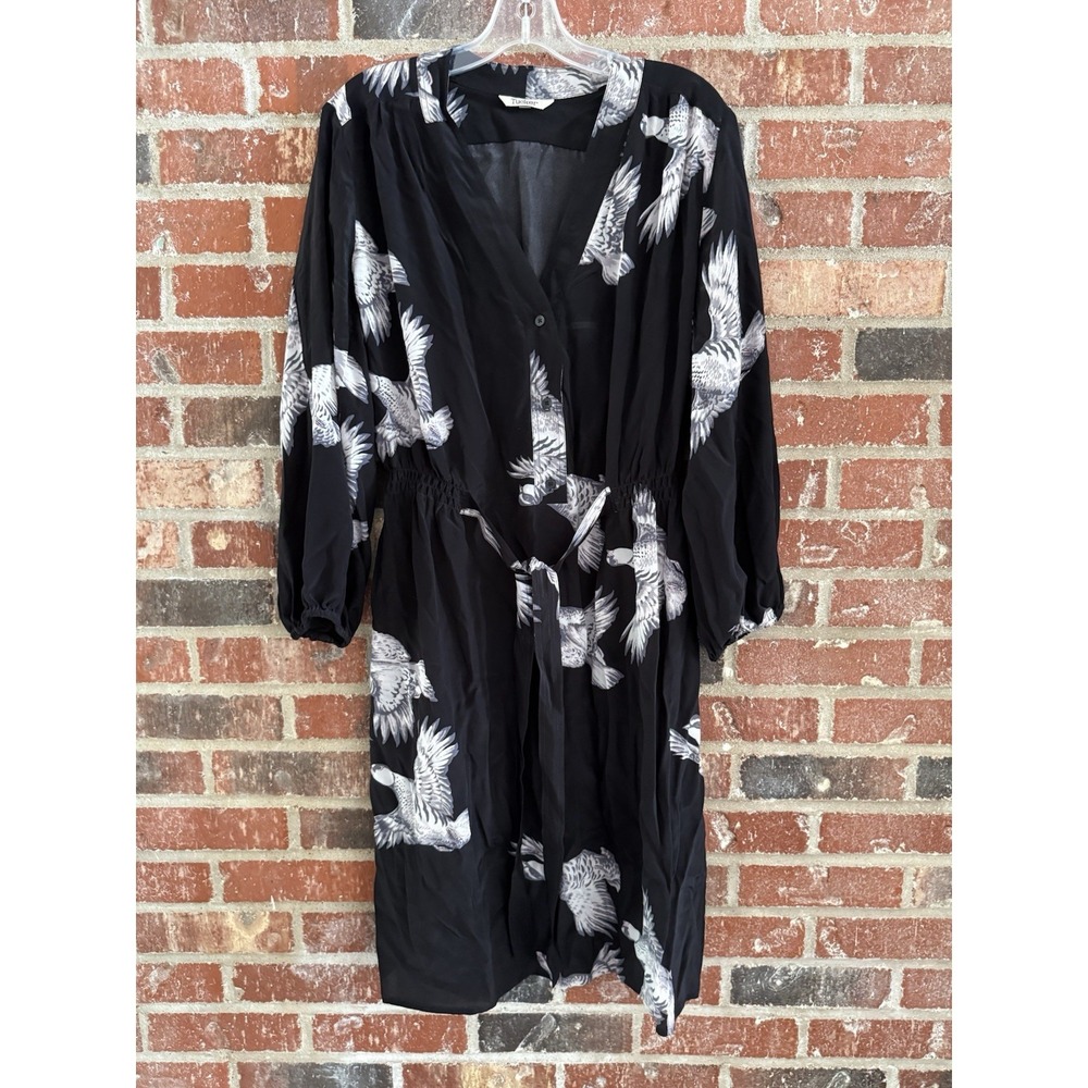 Tucker The Classic Silk Black Patterned Button Front Dress Size XL